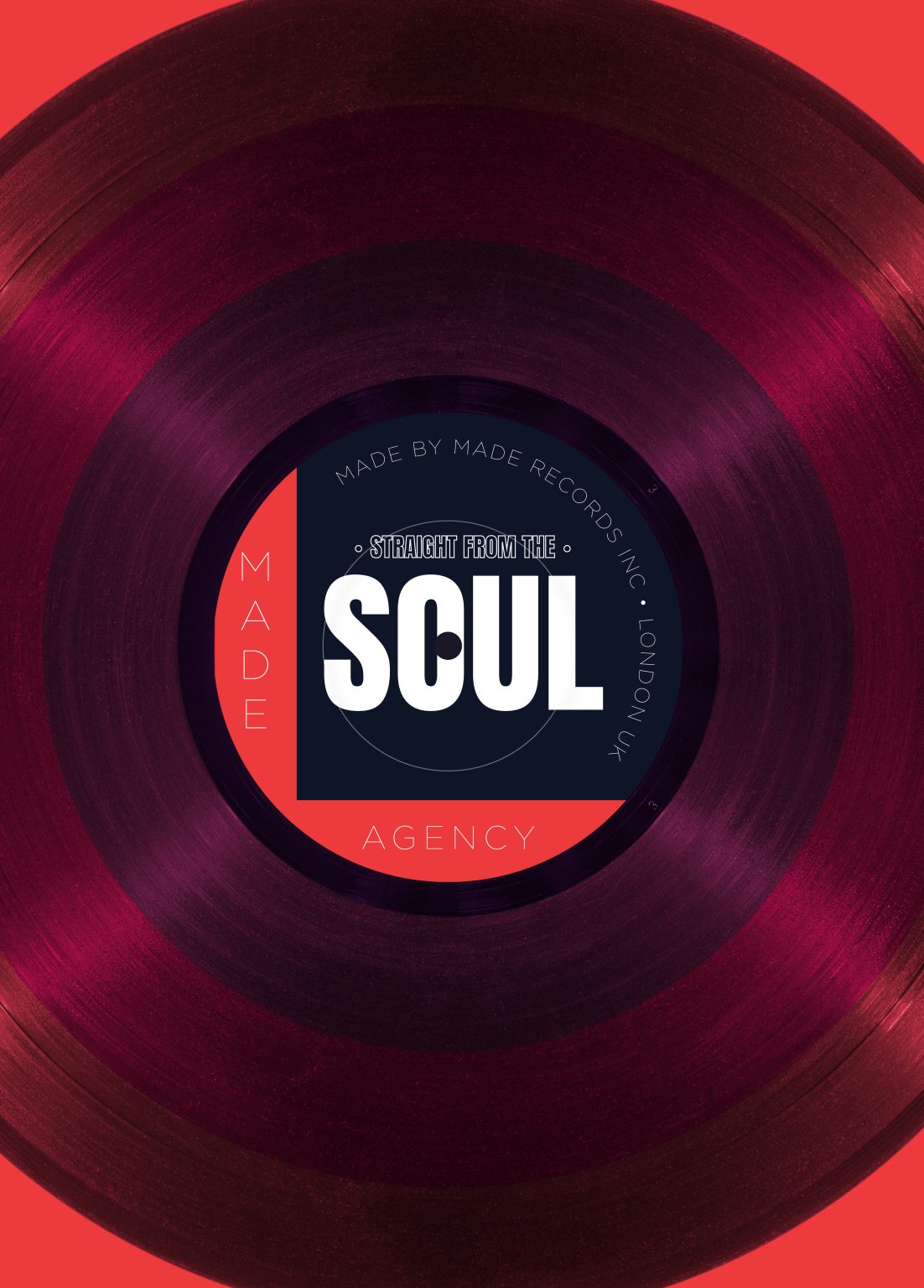 The image has a red background. In the foreground is a vinyl record where the record label is actually the title of the blog, 'Soul'