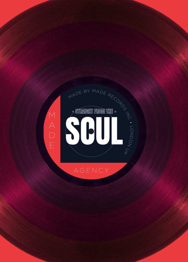 The image has a red background. In the foreground is a vinyl record where the record label is actually the title of the blog, 'Soul'